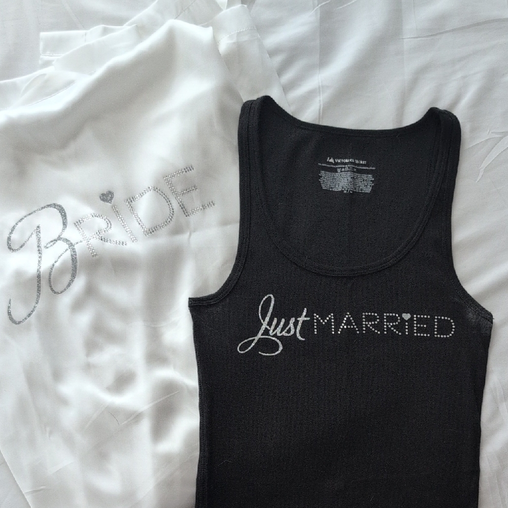 Black 'Just Married' Tank Top